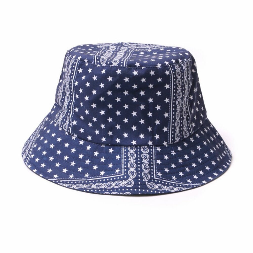 Bucket Hat - Navy Blue - Stars & Paisley Print -Small/Med - Unisex- NWT